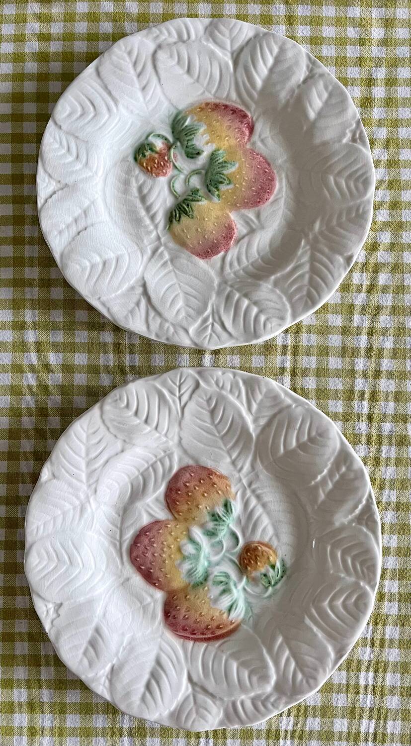 9 dessert plates and 1 barbotine dish from Sarreguemines