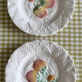 9 dessert plates and 1 barbotine dish from Sarreguemines