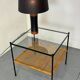 Table d'appoint ou table basse en rotin et verre de style danois moderniste du milieu du siècle