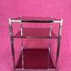 VINTAGE 1970 RECTANGULAR COFFEE TABLE WITH SQUARE CHROME TUBES AND 3 SHELVES