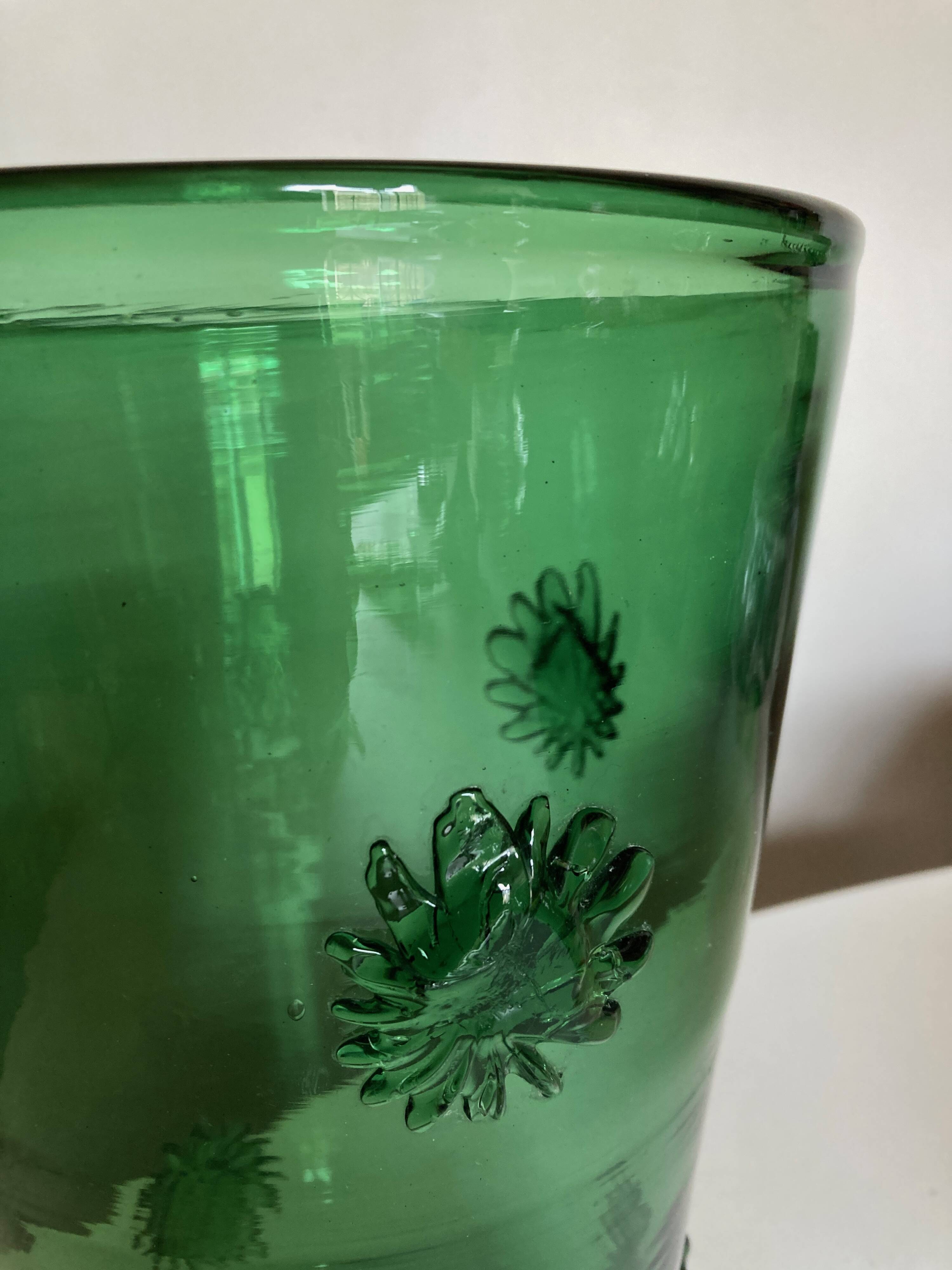 Xxl vase in sun-blown glass italian work empoli 1960