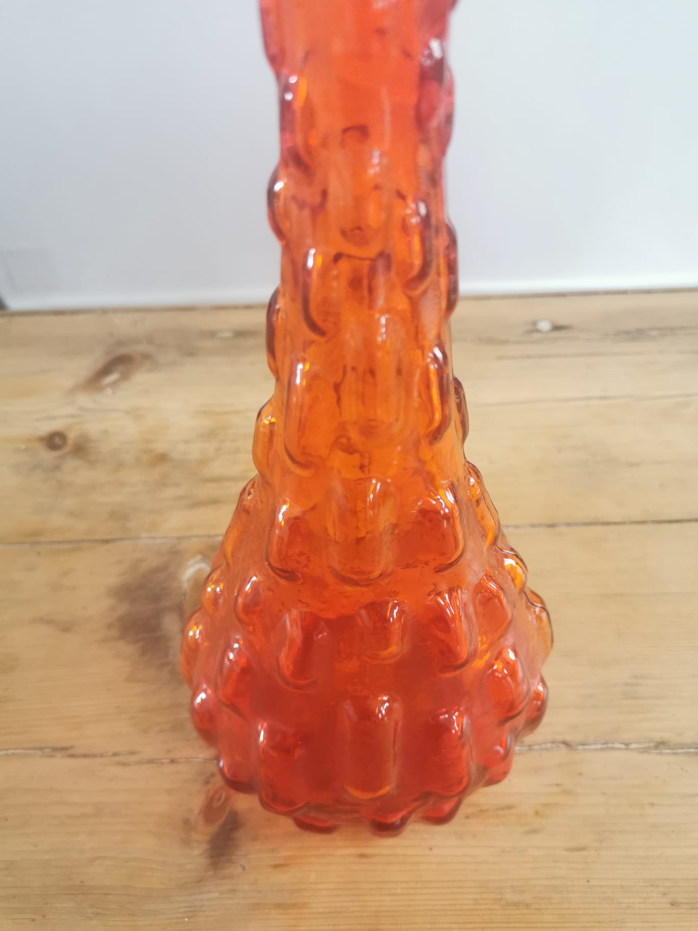Italian carafe in Empoli glass color orange red 70