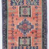 6x9 Red & Green Vintage Kilim Rug, 174x279Cm