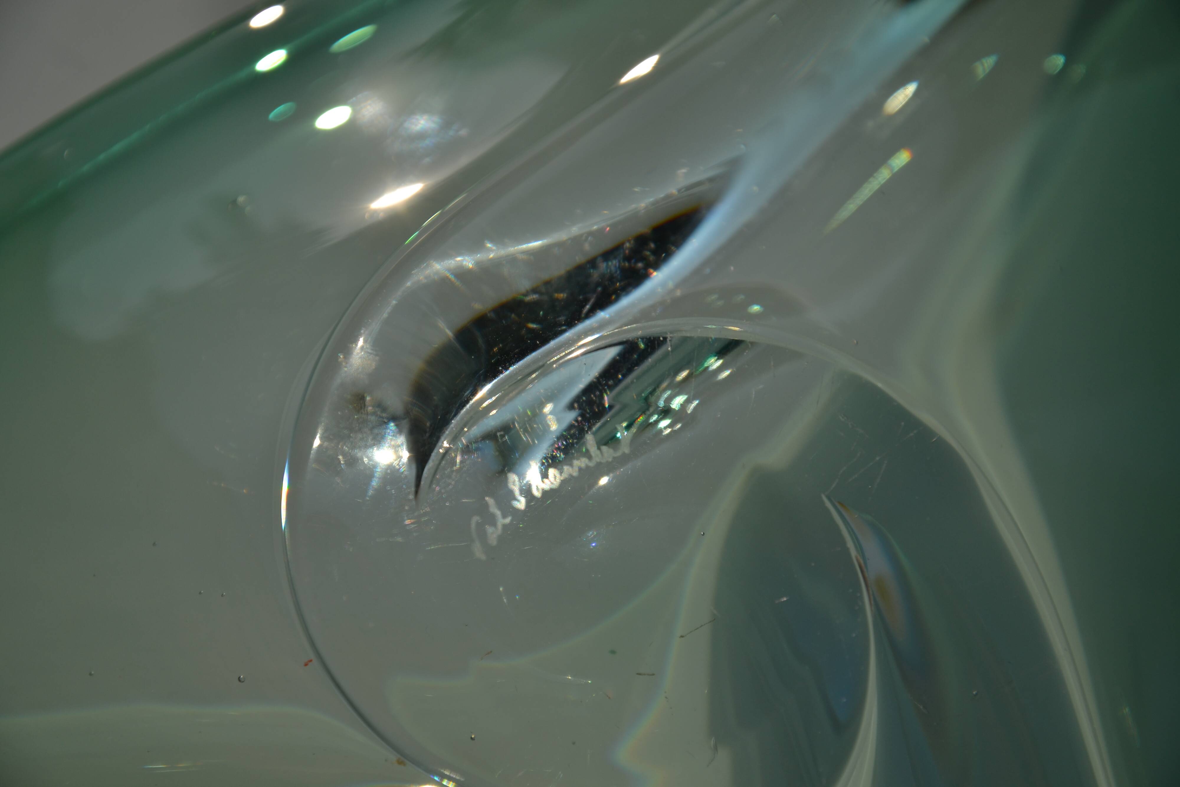 Val St Lambert green crystal bowl