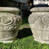 Pair of Medici pot caches in reconstituted stone