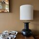 Pair of vintage modernist black lamps from the 1970s.