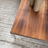 Walnut and modernist chrome coffee table