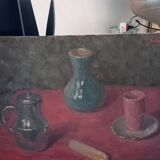 Tableau huile . Nature morte au biscuit