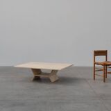 Sculptural geometric rectangular travertine coffee, Italy 1960s