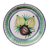 Assiette murale ou de collection XXL vintage en céramique - motif fruits peint à la main, 3 figues - Sicile, Italie, années 1960 - décoration rétro, idée cadeau élégante