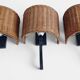 Spanish Mid-Century Wicker And Wrought Iron Wall Sconces, Three Available