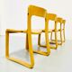 Lot de 4 chaises traîneau italiennes d'époque en hêtre contreplaqué moulé