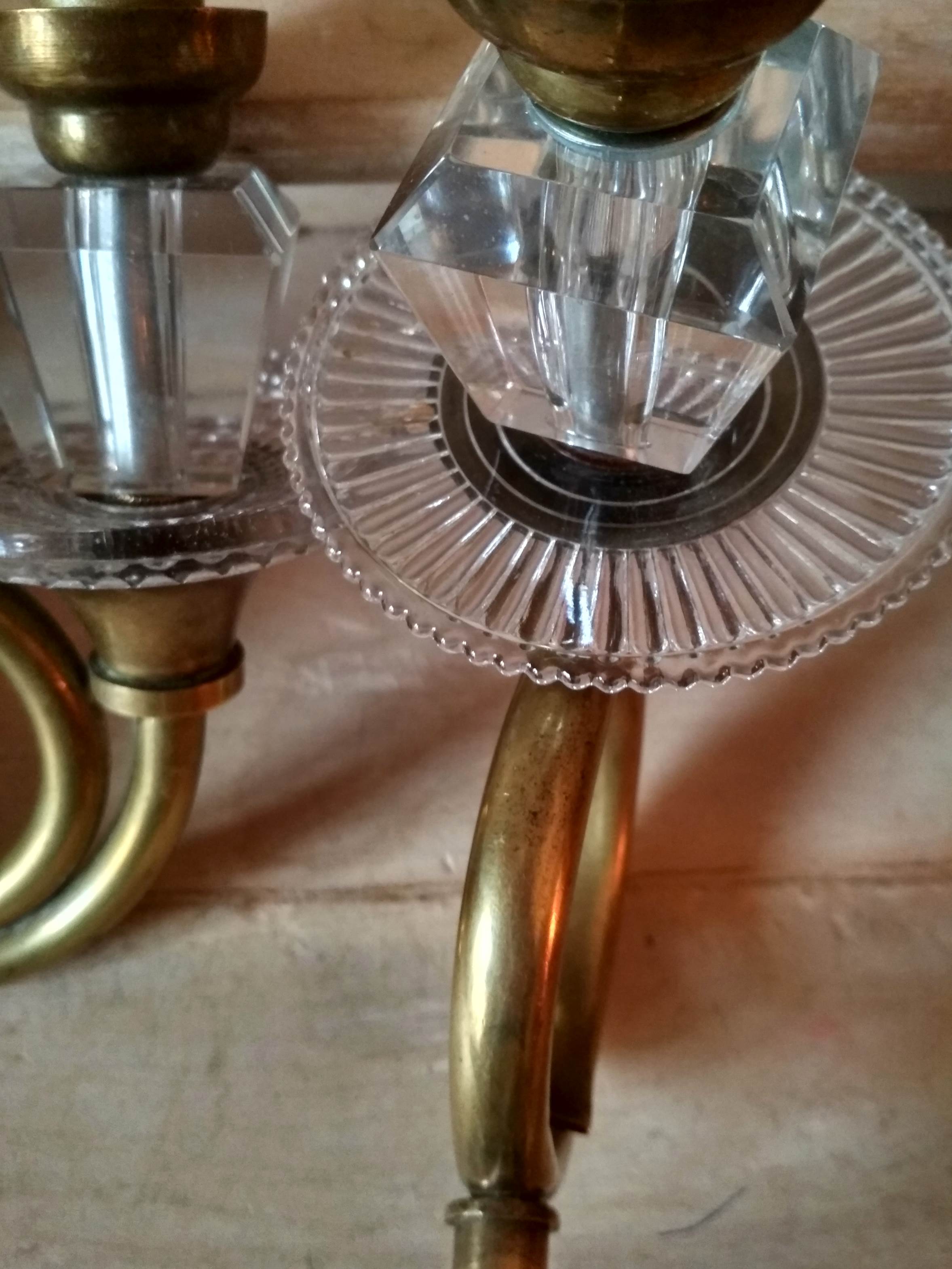 Pair of old brass wall sconces