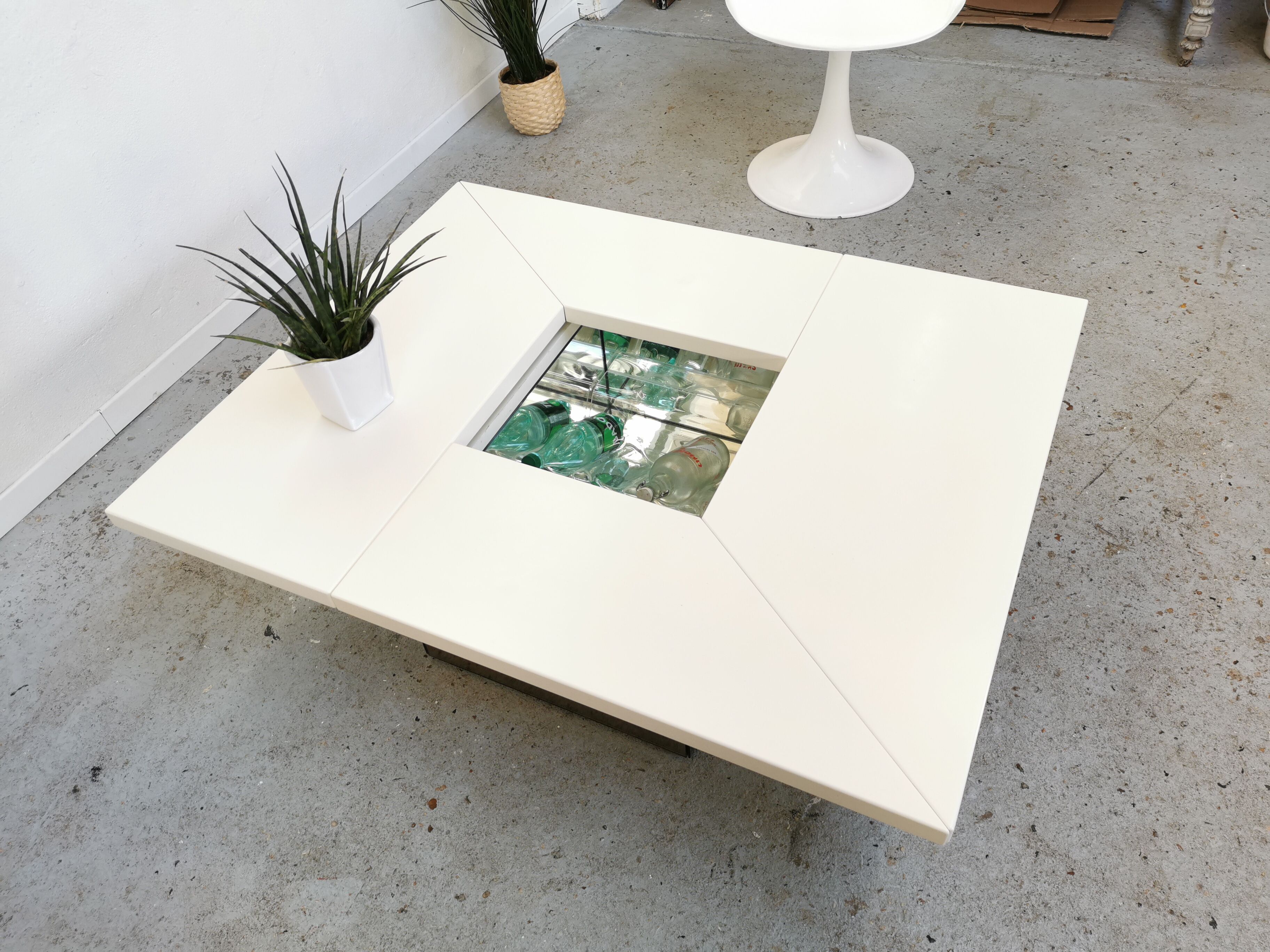 Table basse bar vintage Roches Bobois design Paul Michel 1970