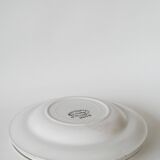 Set of 4 Saint Amand soup plates with burgundy flower outlines 1950