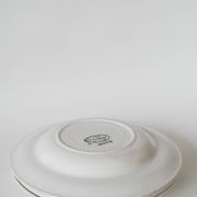 Set of 4 Saint Amand soup plates with burgundy flower outlines 1950