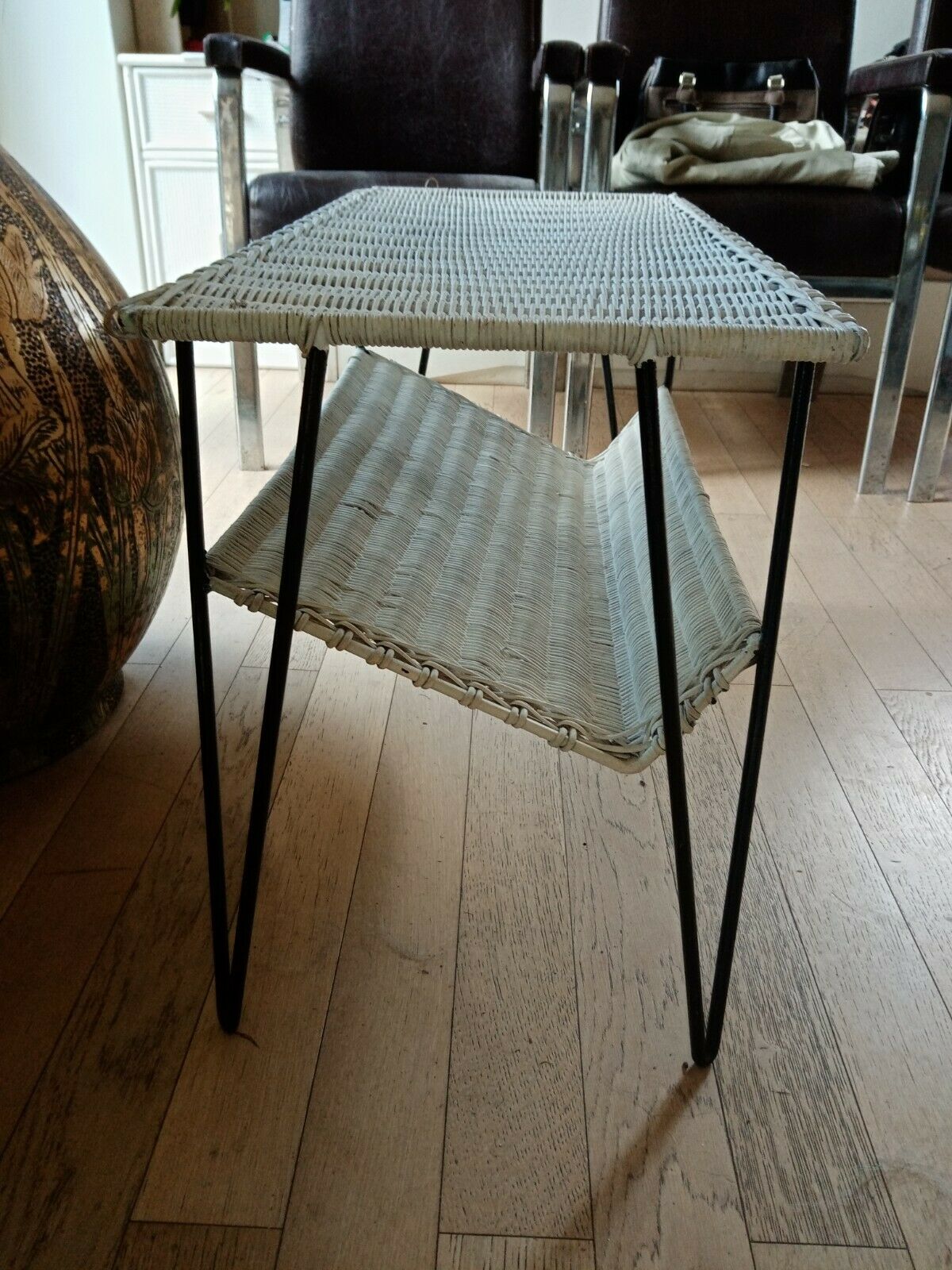 Metal painted rattan coffee table 37 X 76 height 49 cm
