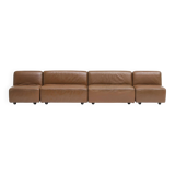 Modular leather sofa, manufactured by Durlet, Belgium, 1970s.