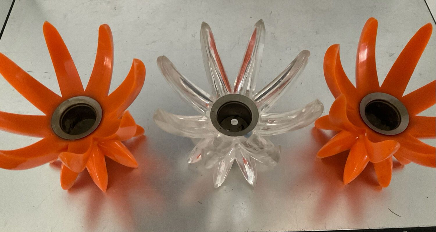 Friedel candle holder trio from the 1960s.