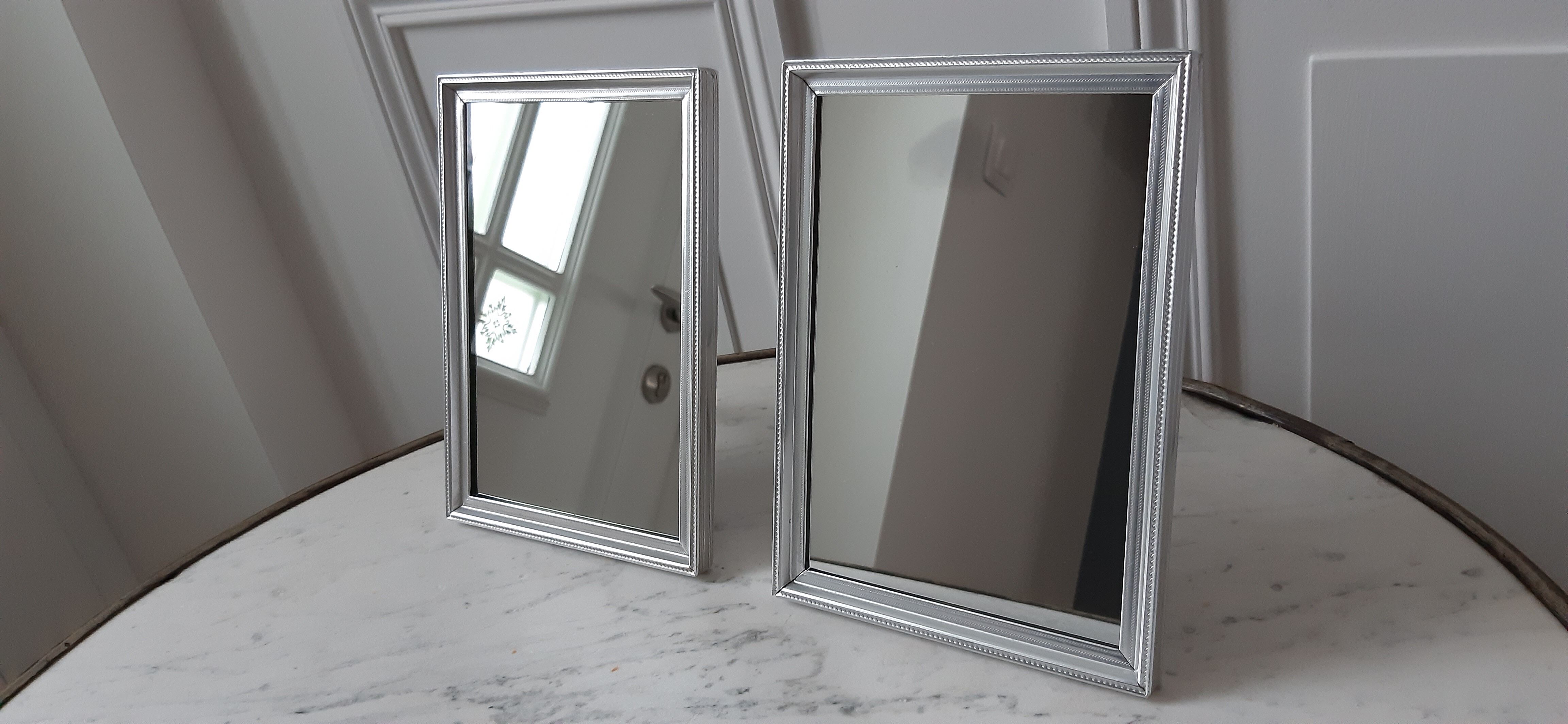 Paire de miroirs de barbier en aluminium