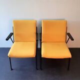 2 yellow 'Oase' lounge chairs with armrests by Wim Rietveld for Ahrend de Circel