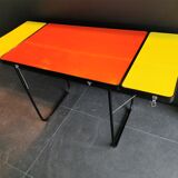 Two-tone vintage foldable side table with 2 extension cords