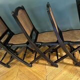Set of 6 Roche Bobois folding chairs cannage dining room