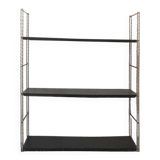étagere murale filaire string en laiton et métal noir, design 1970