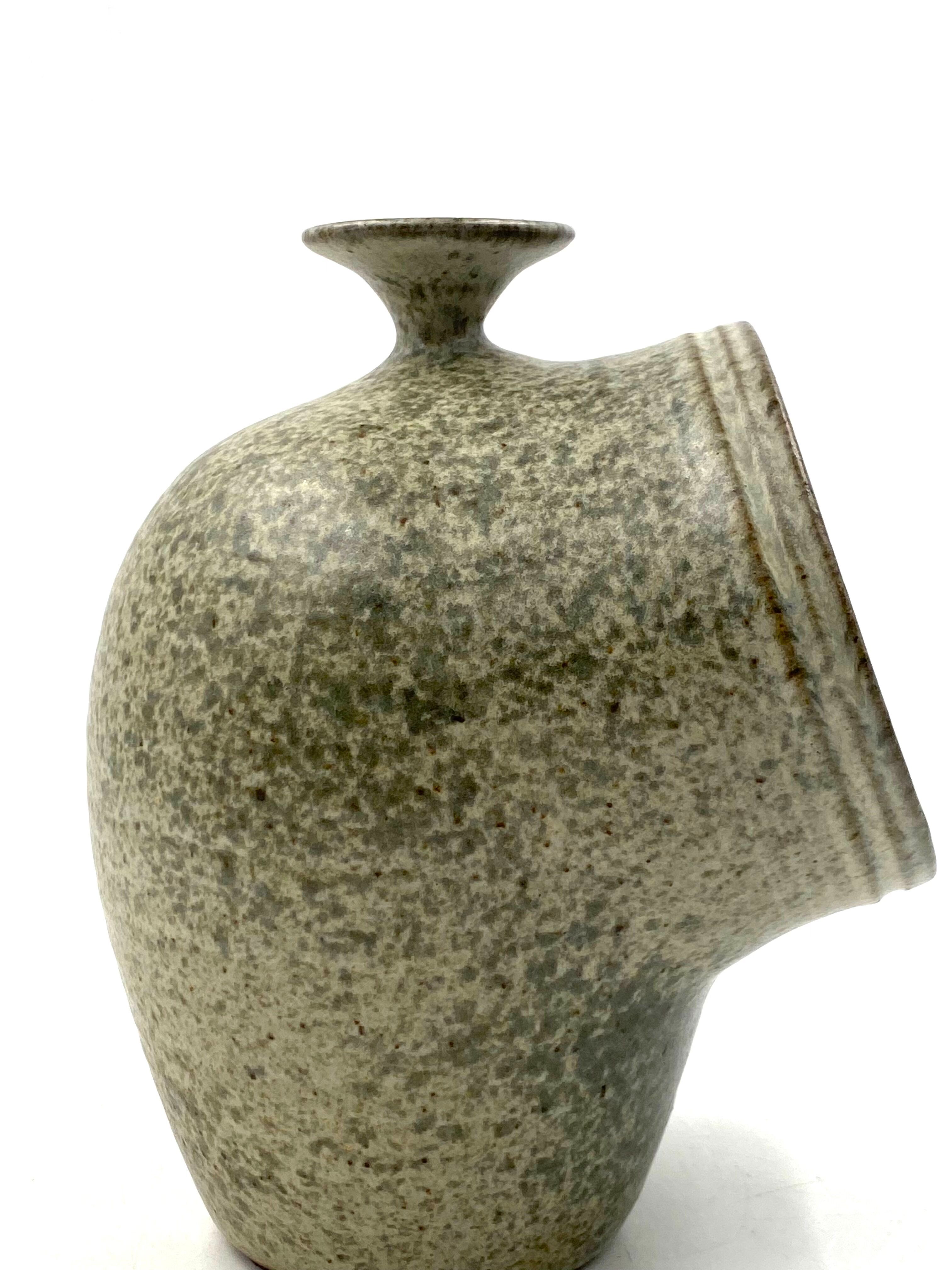 Organic green ceramic vase, France 1960s