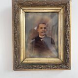 Portrait, photographie, ambrotype, peint à la main, XIXème, signé EV, daté 1881, verre bombé