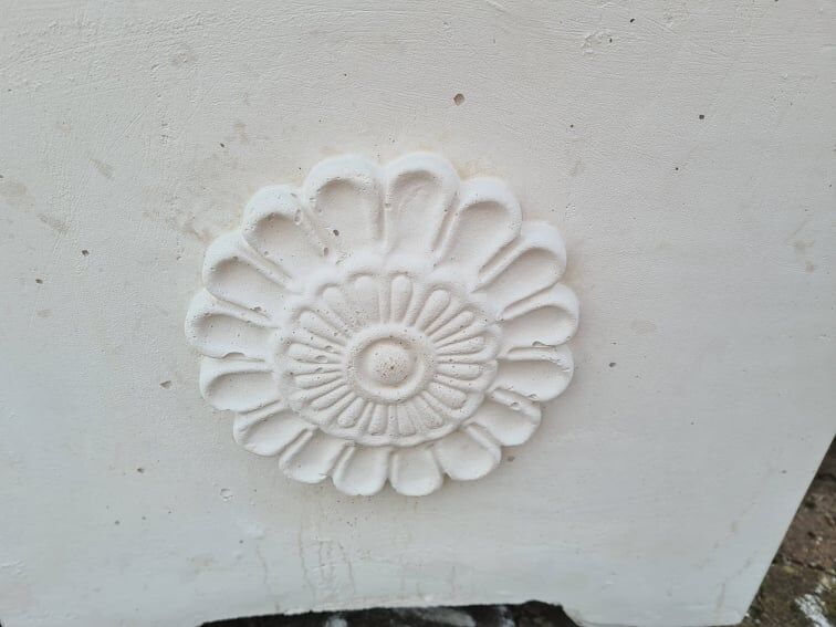 Contemporary reconstituted stone pot for the garden