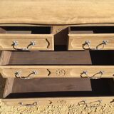 Louis XV style chest of drawers in stripped oak and left in natural wood