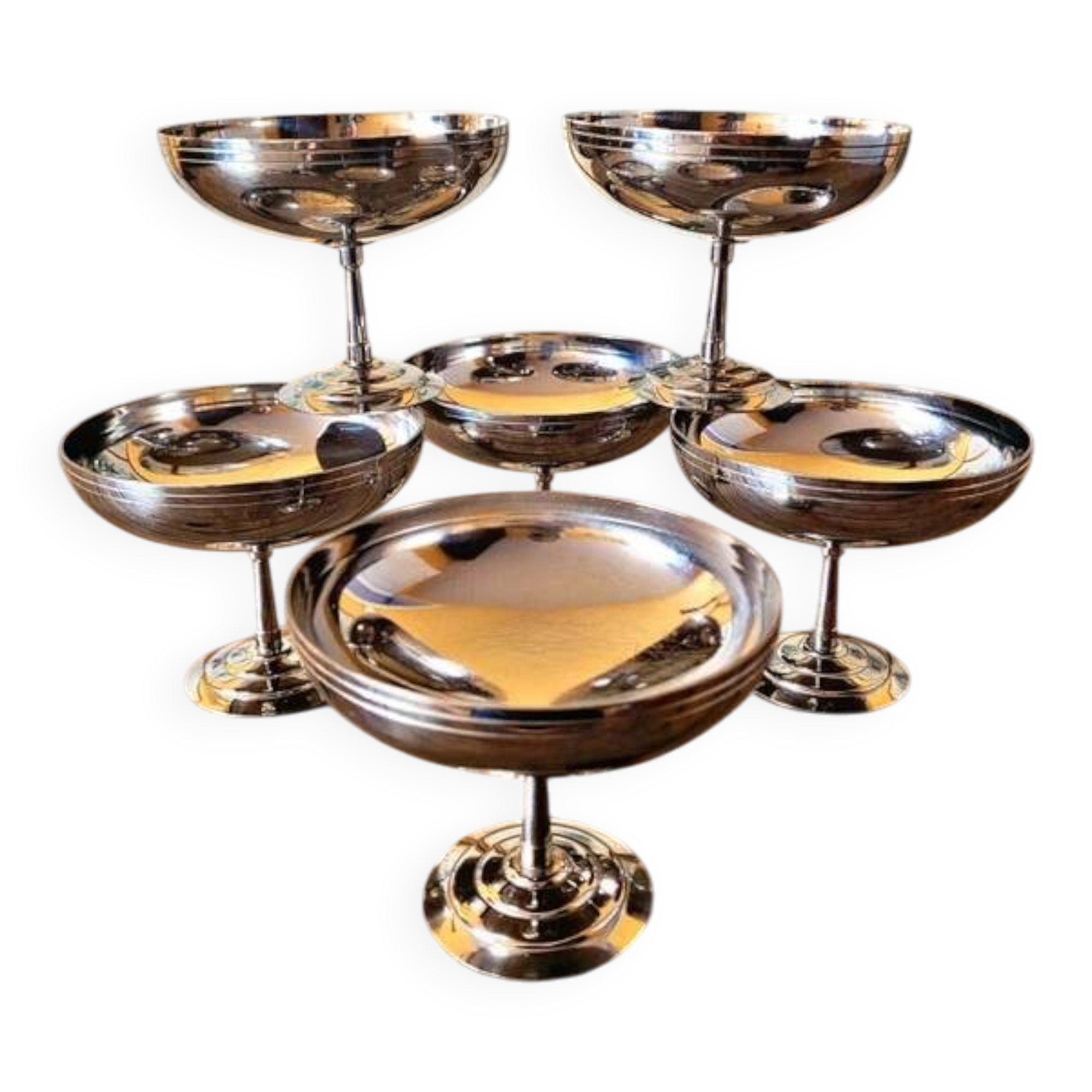 Letang Rémy: 6 large stainless steel bowls for ice cream / dessert / aperitif.