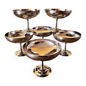 Letang Rémy: 6 large stainless steel bowls for ice cream / dessert / aperitif.