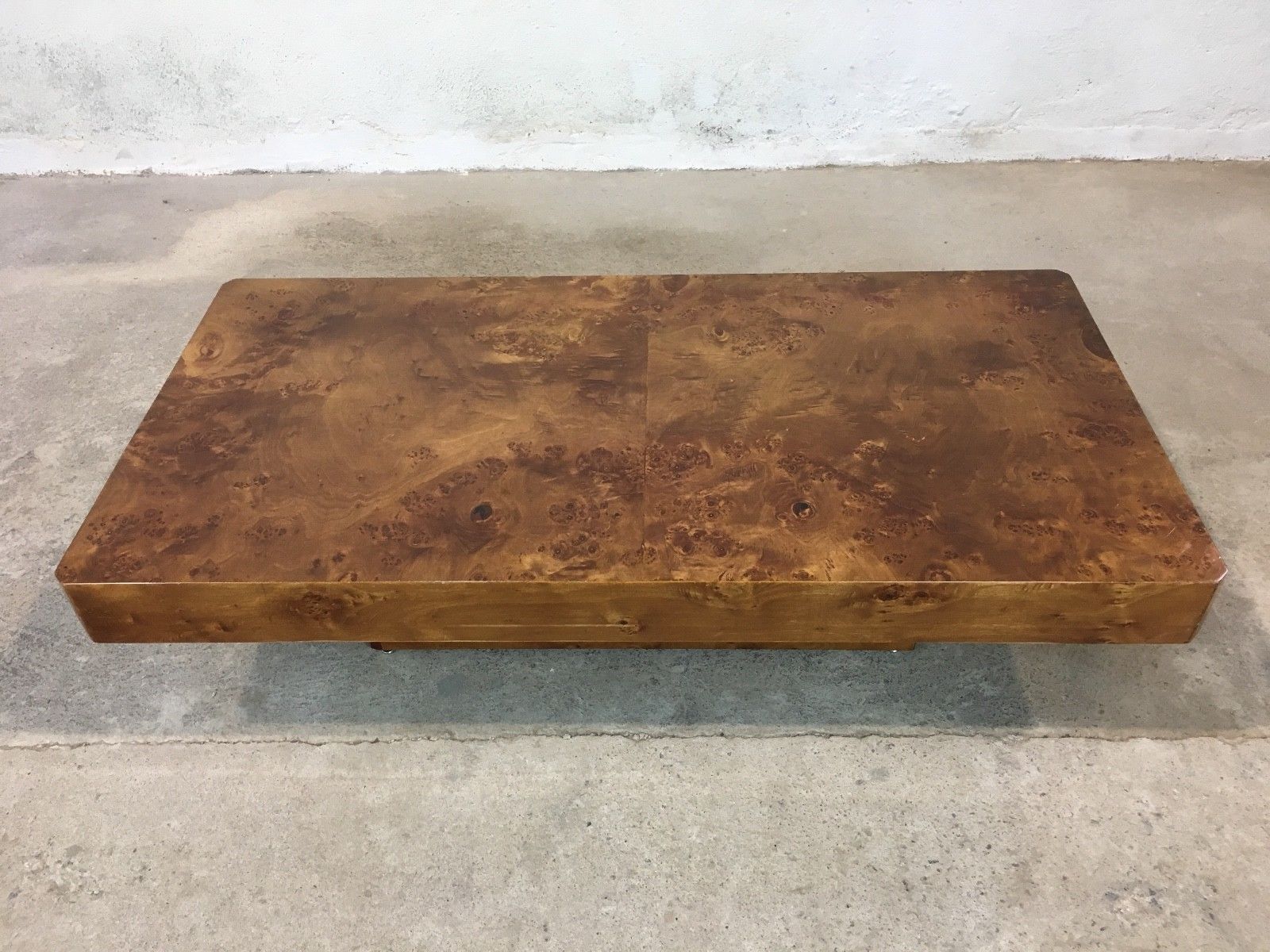 70s walnut magnifying glass coffee table