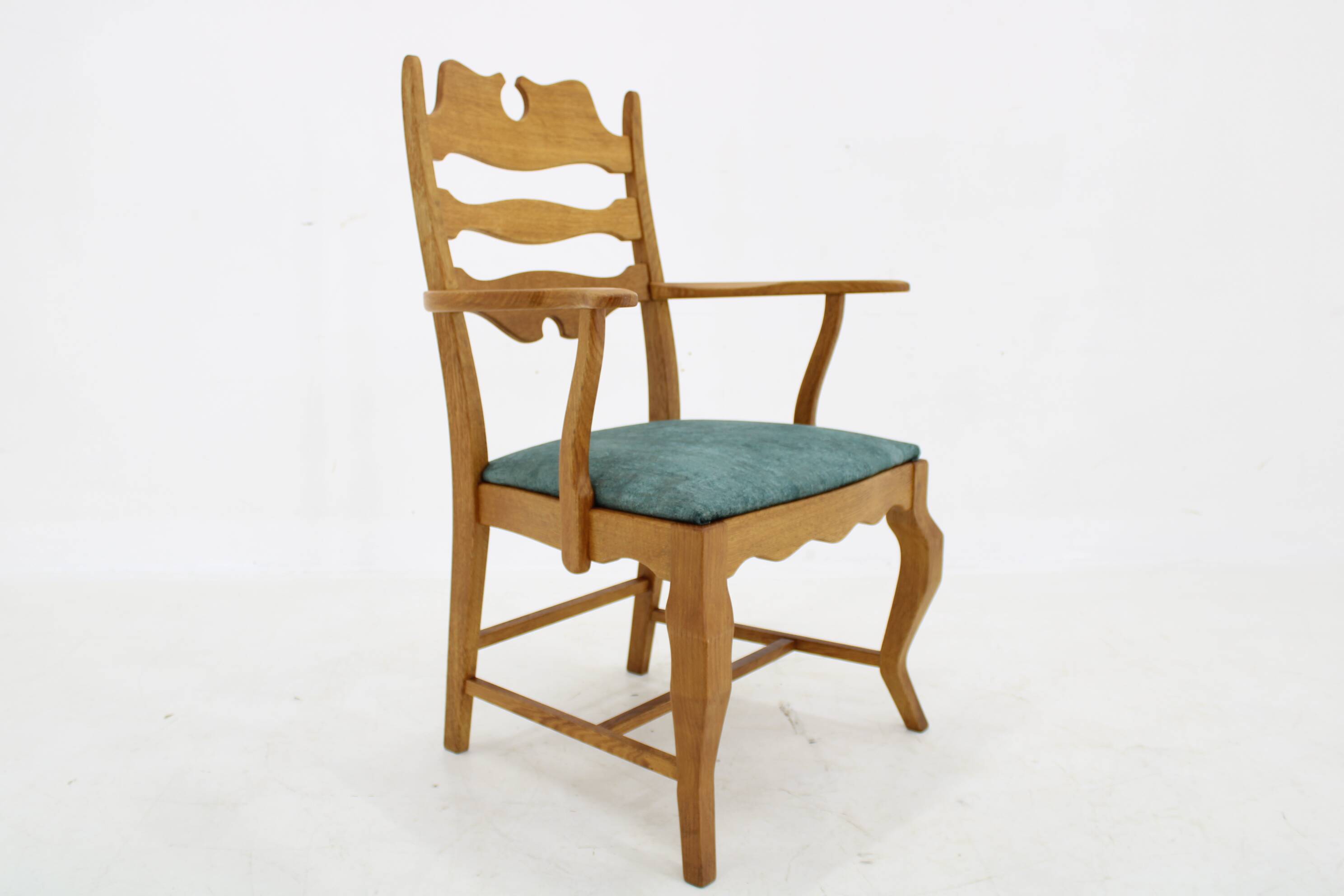 1960s Henning Kjærnulf Razorblade armchair in solid oak for EG Møbler, Denmark
