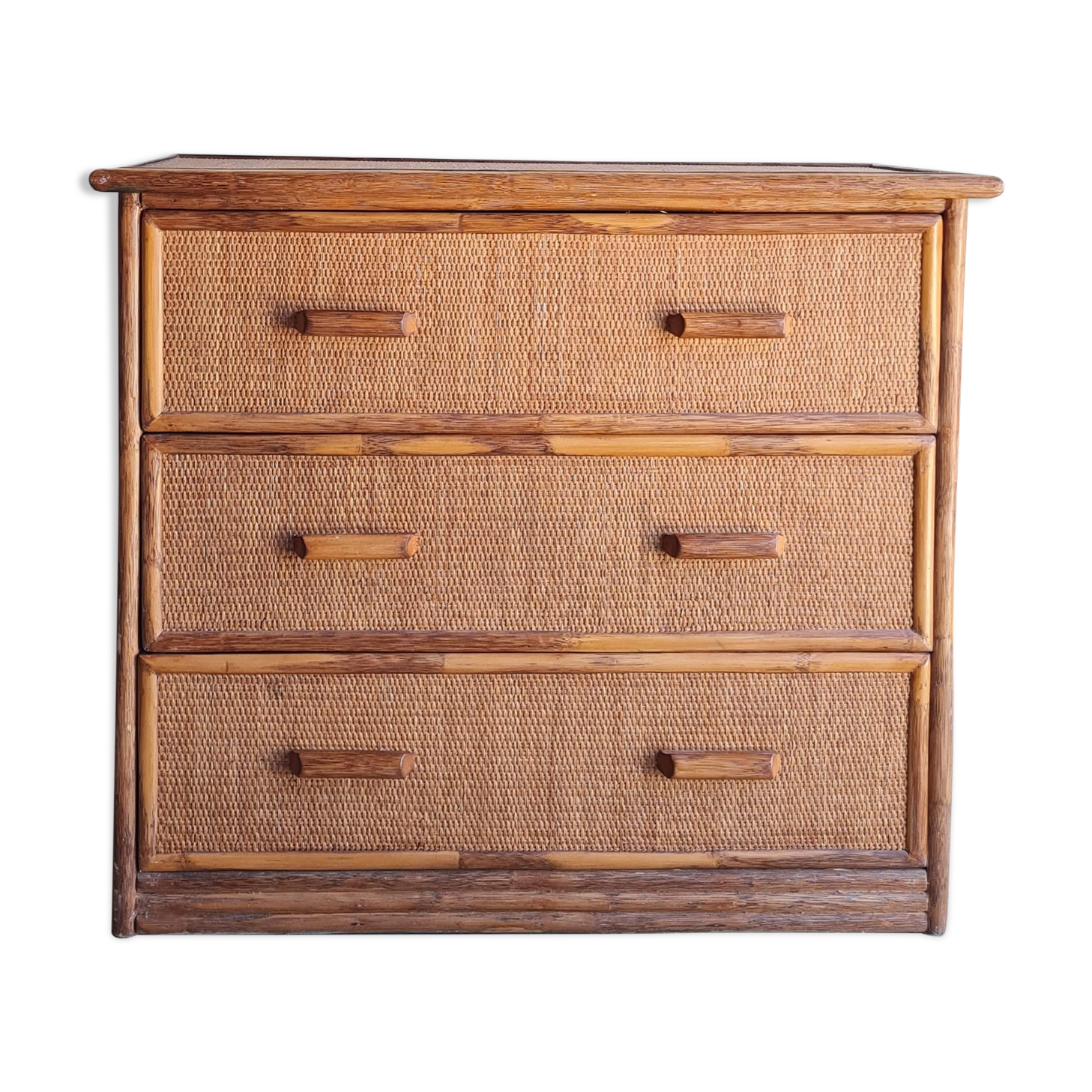 Vintage rattan chest of drawers