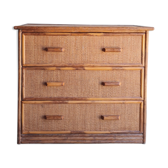 Vintage rattan chest of drawers