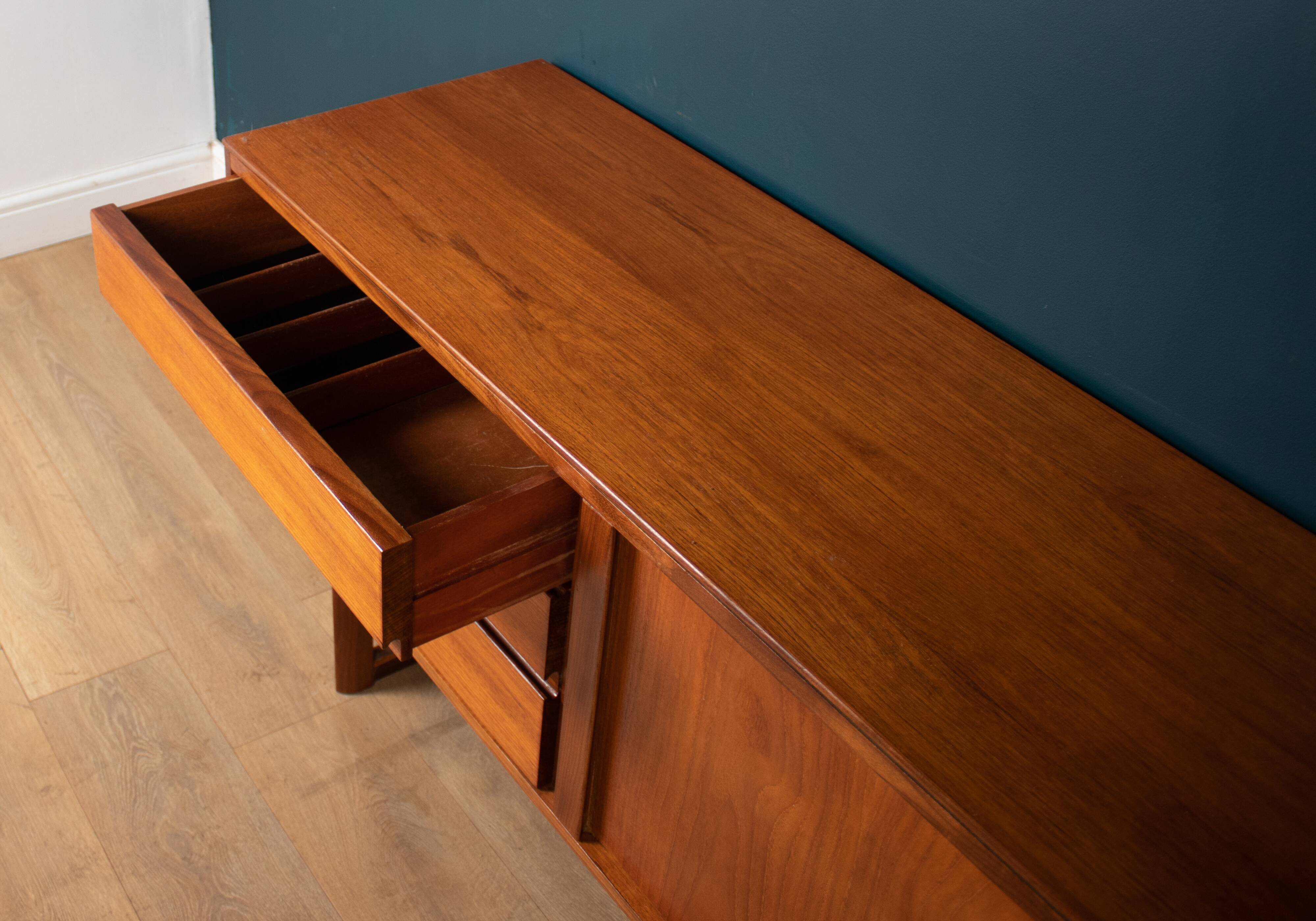 Retro 1960s Long White & Newton Teak Sideboard With Sliding Doors