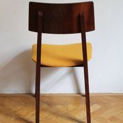 Vintage dining chair from the 1960s, Scandinavian style, wood and fabric.
