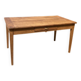Table ancienne en chêne massif chevillé époque début XXe, un tiroir en ceinture