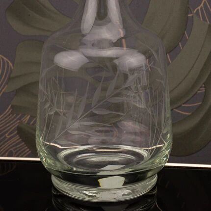 Vintage crystal carafe engraved with ears of wheat.