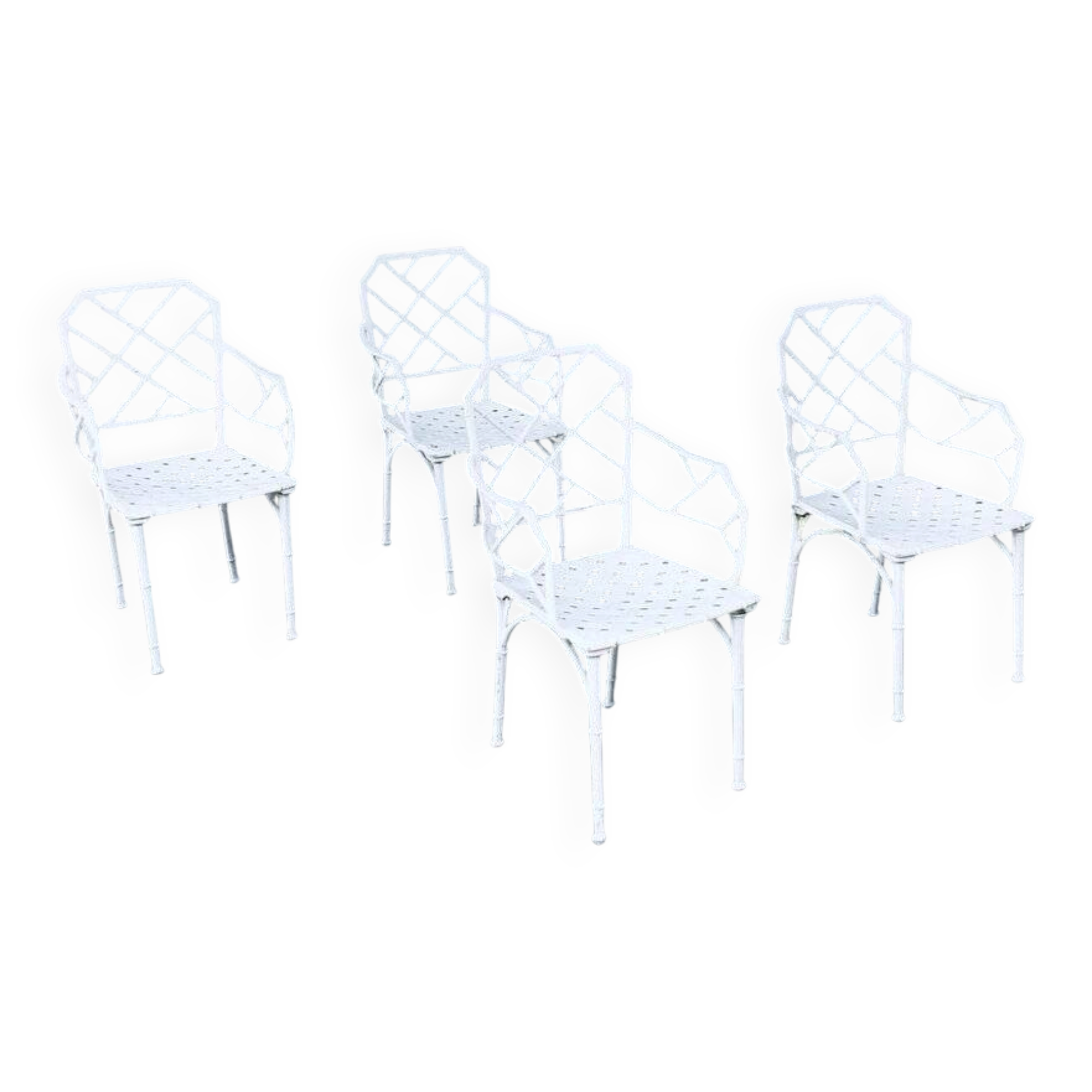 Calcutta Outdoor Armchair in Faux Bamboo by Hall Bradley for Brown Jordan, 1960s, Set of 4