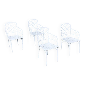 Calcutta Outdoor Armchair in Faux Bamboo by Hall Bradley for Brown Jordan, 1960s, Set of 4