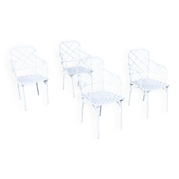 Calcutta Outdoor Armchair in Faux Bamboo by Hall Bradley for Brown Jordan, 1960s, Set of 4