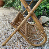 Vintage rattan magazine holder table