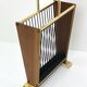 Vintage wooden umbrella stand, brass, 1960s design