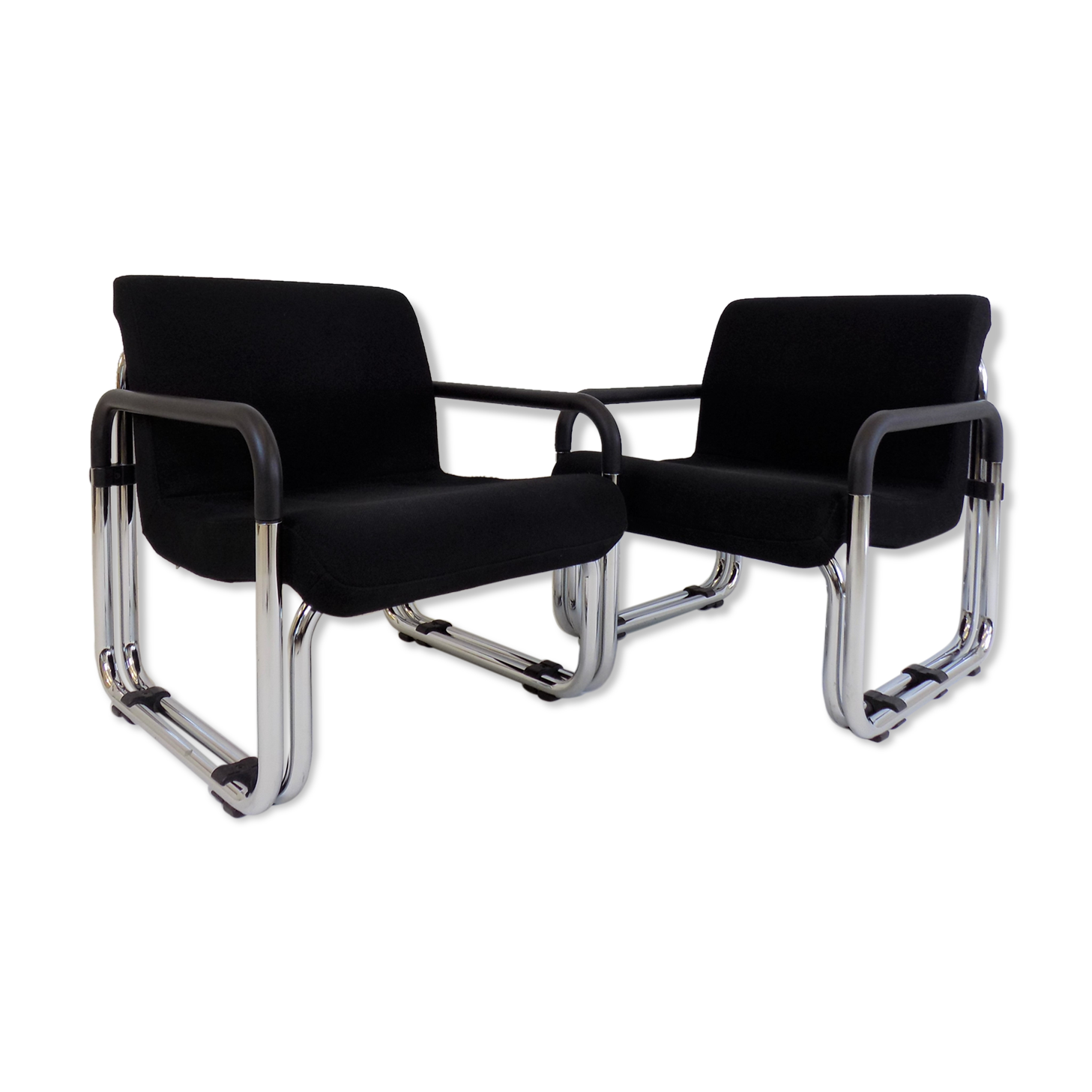 2 Cazzaro Bauhaus tubular steel armchairs