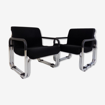 2 Cazzaro Bauhaus tubular steel armchairs