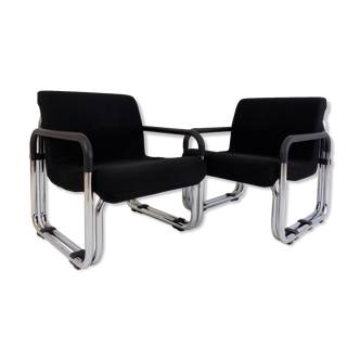 2 fauteuils tubulaires en acier Cazzaro Bauhaus